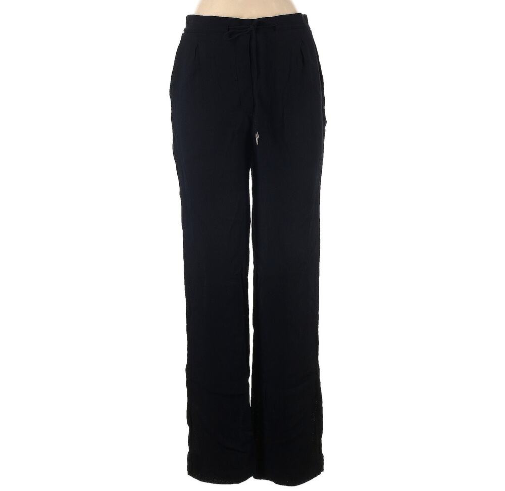 Noa Noa Straight Leg Drawstring Waist Pull-On Viscose Pants Trousers Black 38/6